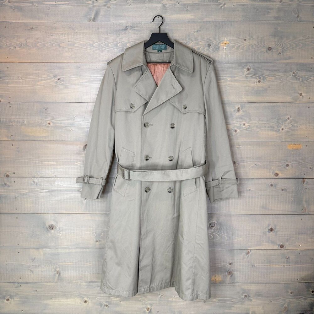 Vintage Hill & Archer Classic Trench Coat w/ Removable Lining Fits Men's S-M